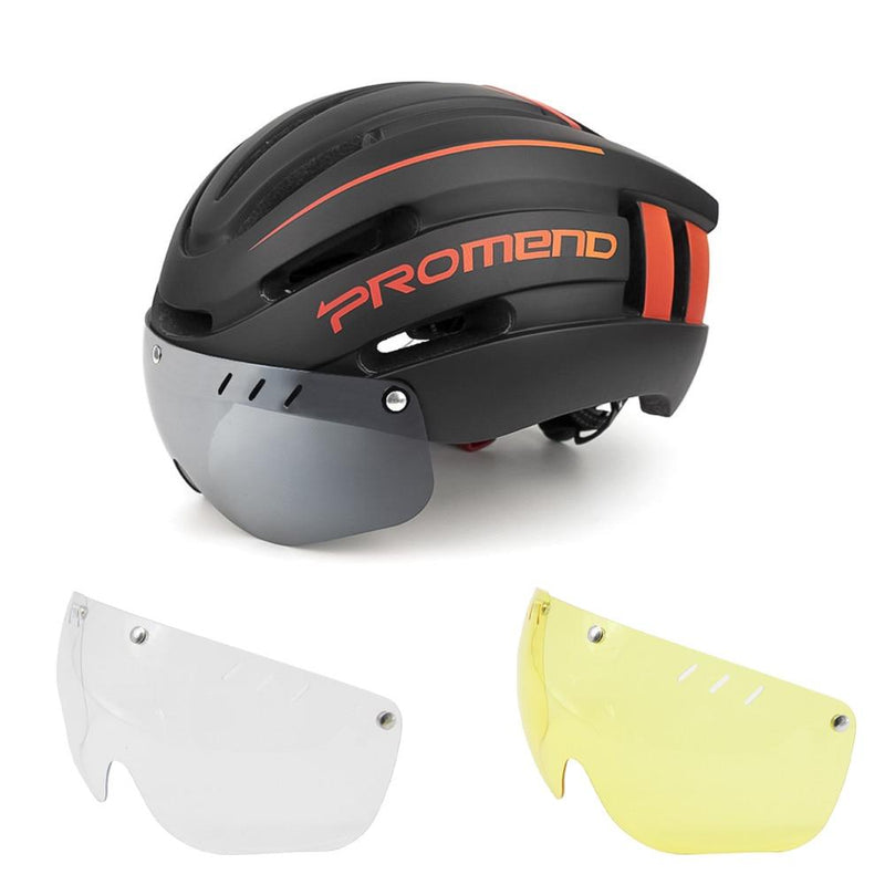 capacete-ciclismo-promed-ajustavel-com-3-viseiras-cor-preta-e-laranja-compreinhome