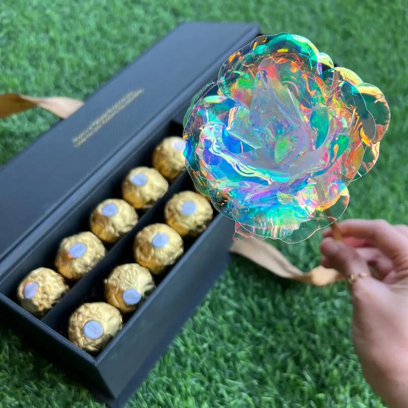 Rosa Galáxia Banhada a Ouro - Pague 1 e Leve 5
